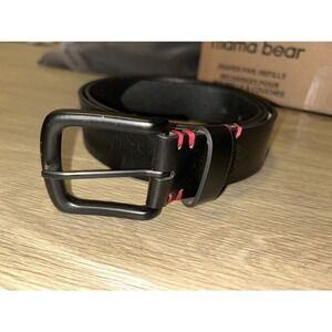 NWT GUESS Black Leather Belt Red Stitching Matte Buckle Mens XL Essential Grudge